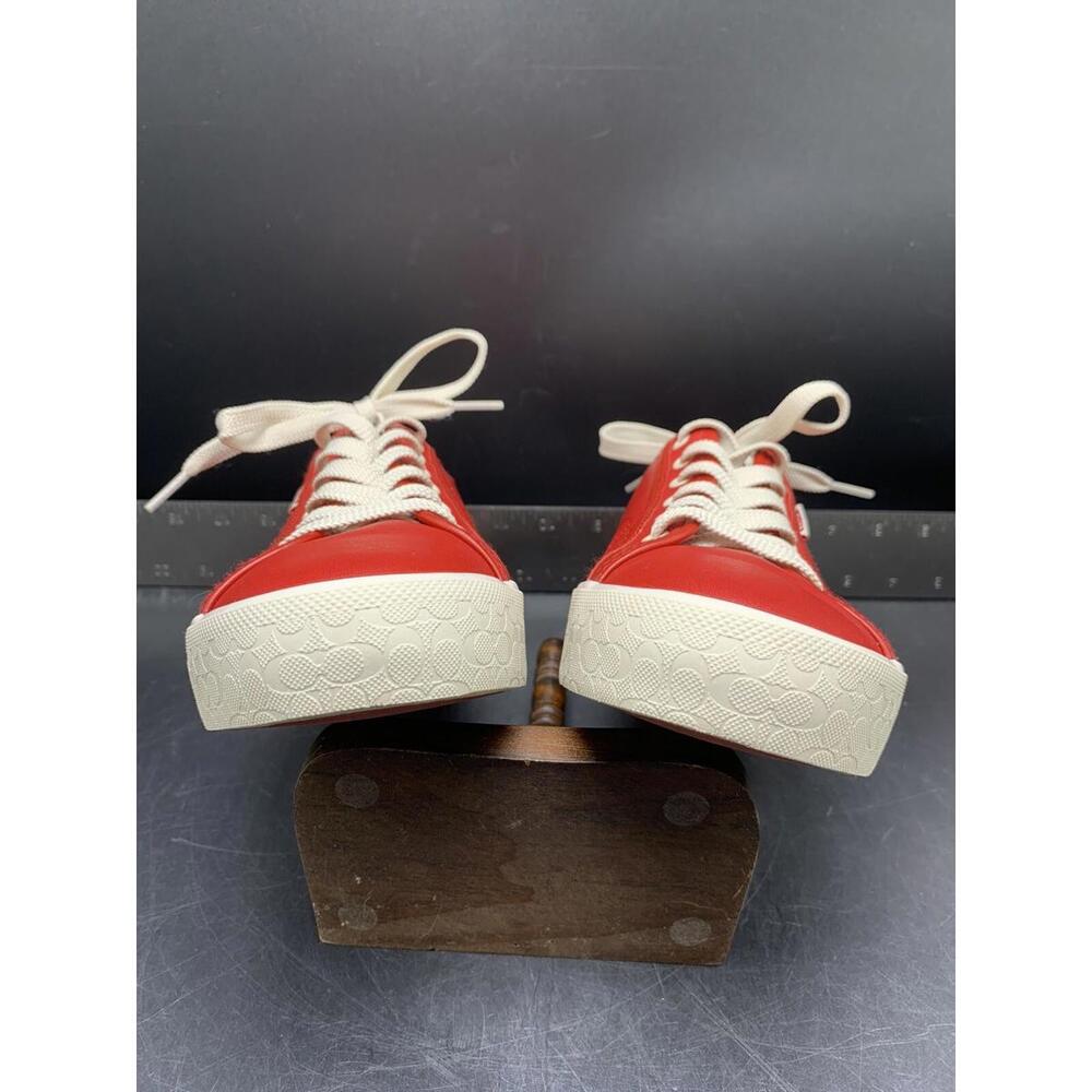 Red Coach Shoes Women's Lowline Leather Low Top Sneaker Size 8.5 B Red White - Picture 15 of 15